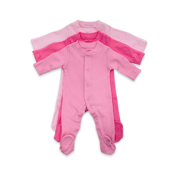 Pink 3 pack cotton SleepSuits