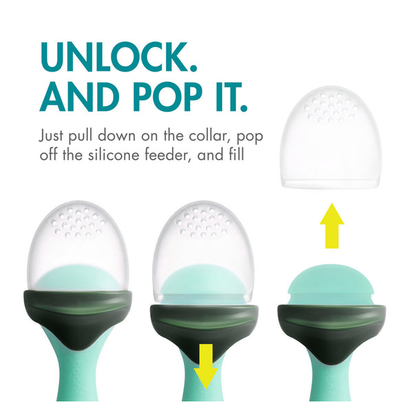 Boon - Pulp Green & Grey Silicone Feeder
